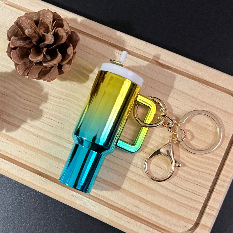 Mini Chrome Tumbler Keychain Backpack Accessories Cup Key Charms for Purse Handbag