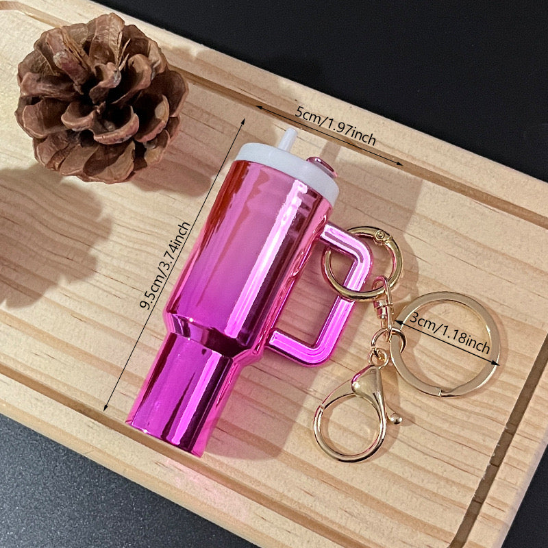 Mini Chrome Tumbler Keychain Backpack Accessories Cup Key Charms for Purse Handbag