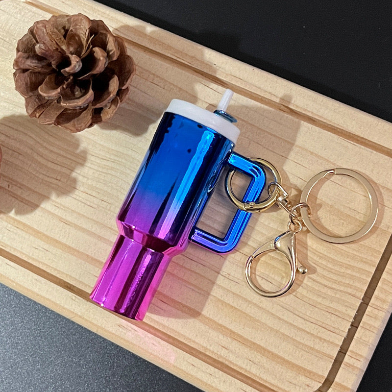Mini Chrome Tumbler Keychain Backpack Accessories Cup Key Charms for Purse Handbag