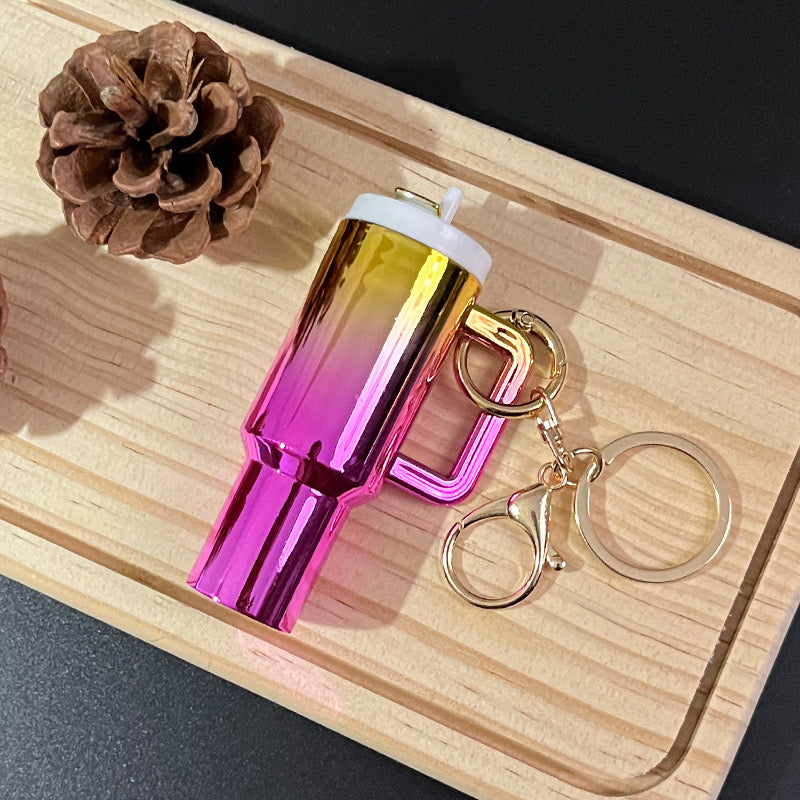 Mini Chrome Tumbler Keychain Backpack Accessories Cup Key Charms for Purse Handbag