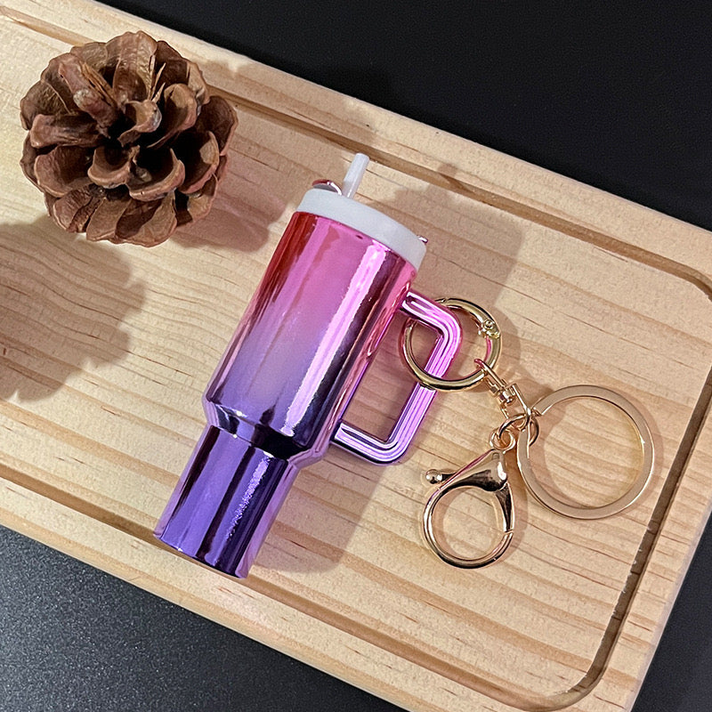 Mini Chrome Tumbler Keychain Backpack Accessories Cup Key Charms for Purse Handbag